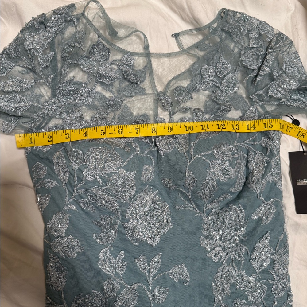 Rickie Freeman for Teri Jon Dusty Blue Formal Dress - Picture 9 of 10